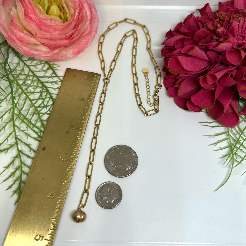 NEW⚜️Lariat Freshwater Pearl Chain Necklace - Picture 5 of 6
